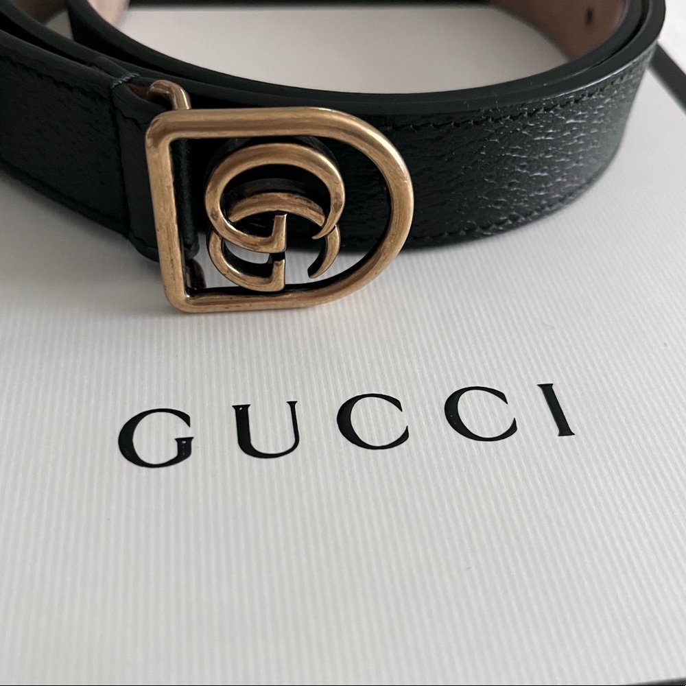 Framed Double G Black Gucci Belt
